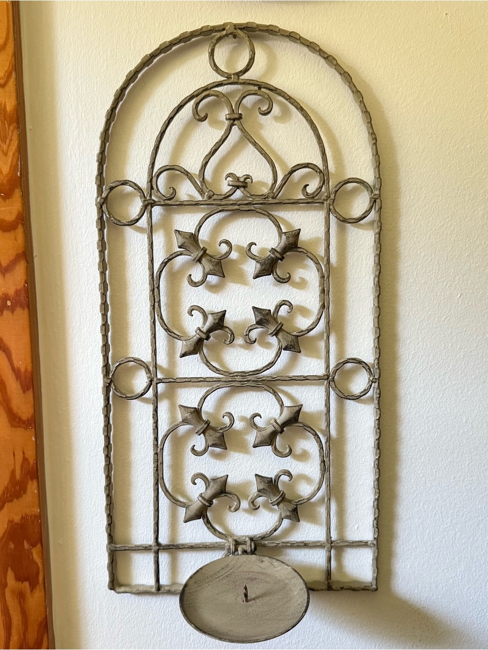 Metal Pillar Candle Holder, Iron Scroll Wall Sconce, French Country